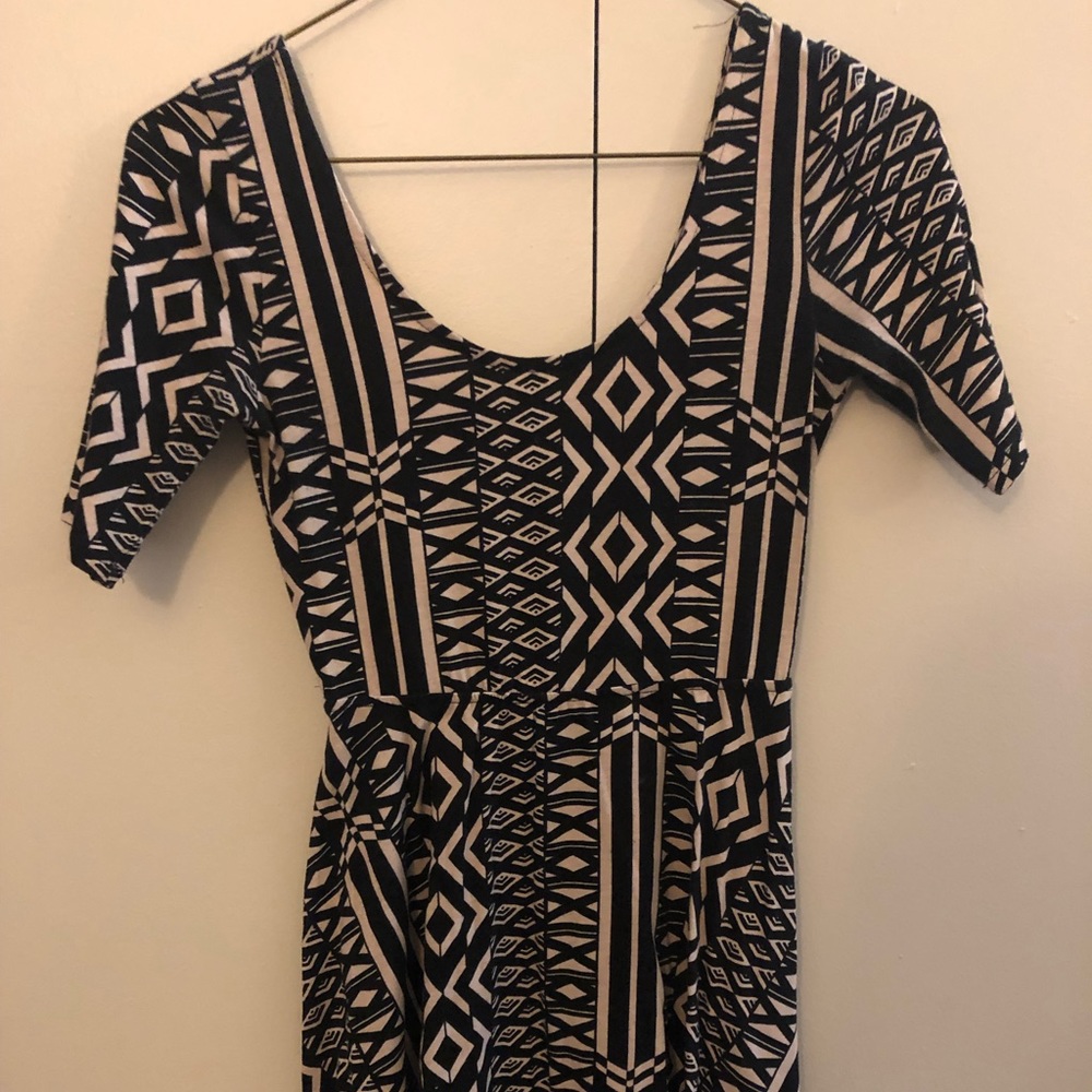 Aztec print flit and flare dress